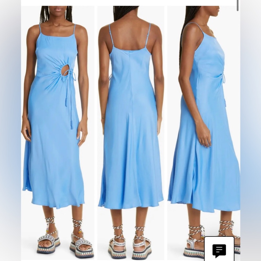 FARM Rio cutout slip dress turquoise blue slip midi dress - small